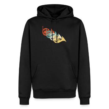 Horn - Männer Premium Bio Hoodie - Schwarz - Vorne - Nico (187cm)