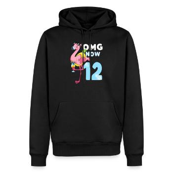 12 ans cadeau flamant rose fille anniversaire - Sweat à capuche Premium bio Homme - noir - Devant - Nico (187cm)