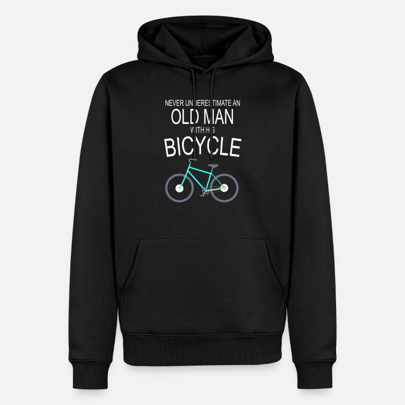 Vieil homme à bicyclette - Sweat à capuche Premium bio Homme - noir