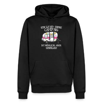 Une vie sans camping est possible mais sans signification - Sweat à capuche Premium bio Homme - noir - Devant - Nico (187cm)