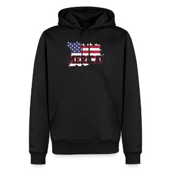 Amérique USA - Sweat à capuche Premium bio Homme - noir - Devant - Nico (187cm)