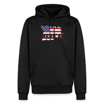 Drapeau USA USA - Sweat à capuche Premium bio Homme - noir - Devant - Nico (187cm)