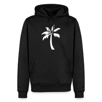 weiße Palme - Männer Premium Bio Hoodie - Schwarz - Vorne - Nico (187cm)