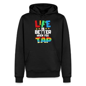 Tap, danse, claquettes - Sweat à capuche Premium bio Homme - noir - Devant - Nico (187cm)