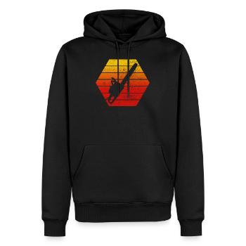 scie à chaîne - Sweat à capuche Premium bio Homme - noir - Devant - Nico (187cm)