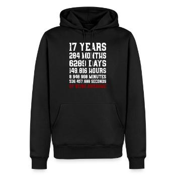 17 Years of being awesome Geschenk 17. Geburtstag - Männer Premium Bio Hoodie - Schwarz - Vorne - Nico (187cm)