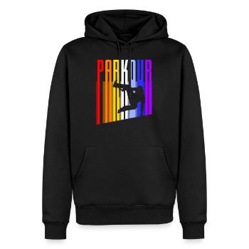 Vintage Parkour - Männer Premium Bio Hoodie - Schwarz - Vorne - Nico (187cm)