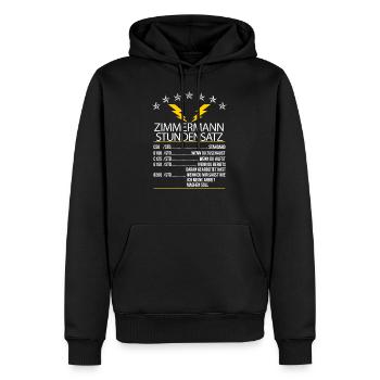 Zimmermann Stundensatz - Männer Premium Bio Hoodie - Schwarz - Vorne - Nico (187cm)