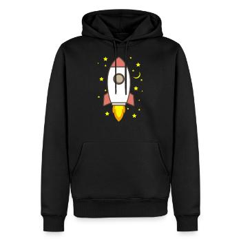 Fusée dans la nuit - Sweat à capuche Premium bio Homme - noir - Devant - Nico (187cm)