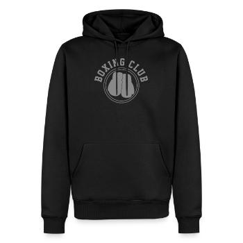 Boxclub - Männer Premium Bio Hoodie - Schwarz - Vorne - Nico (187cm)