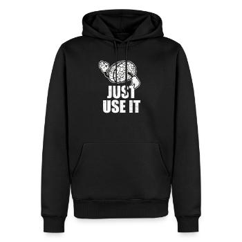 Brain clever witty saying think school teacher - Men’s Premium Organic Hoodie - black - Front - Nico (187cm)