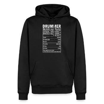 Information nutritionnelle du batteur percussionniste, batterie - Sweat à capuche Premium bio Homme - noir - Devant - Nico (187cm)