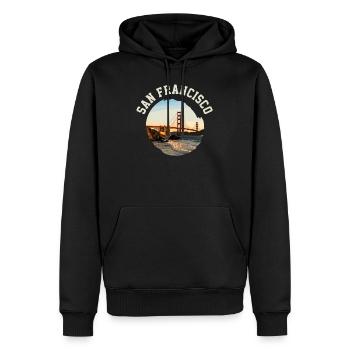 San Francisco - Men’s Premium Organic Hoodie - black - Front - Nico (187cm)