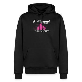 Motorradfahrerin Bikerin Motorrad Wellness Moped - Männer Premium Bio Hoodie - Schwarz - Vorne - Nico (187cm)