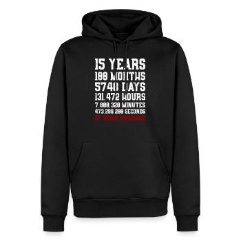 15 ans de cadeau génial 15e anniversaire - Sweat à capuche Premium bio Homme - noir - Devant - Nico (187cm)