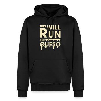 Va courir pour Queso Funny Fitness - Sweat à capuche Premium bio Homme - noir - Devant - Nico (187cm)