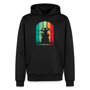 Drums Gift Drummer Percussion - Men’s Premium Organic Hoodie - black - Front - Nico (187cm)