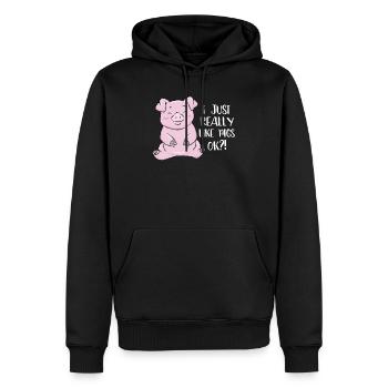 J'aime beaucoup les cochons cochon cochon cochon domestique - Sweat à capuche Premium bio Homme - noir - Devant - Nico (187cm)