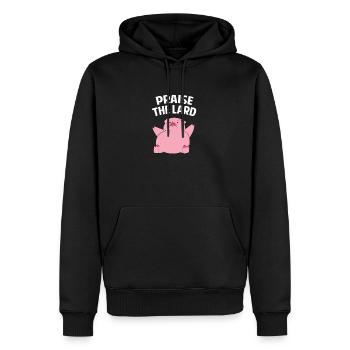 Praise the Lard - Pig / Schwein - Männer Premium Bio Hoodie - Schwarz - Vorne - Nico (187cm)