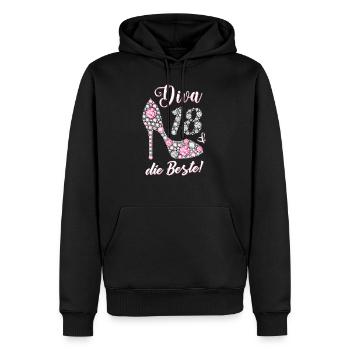 Diva die Beste 18 Jahre Geschenk 18. Geburtstag - Männer Premium Bio Hoodie - Schwarz - Vorne - Nico (187cm)