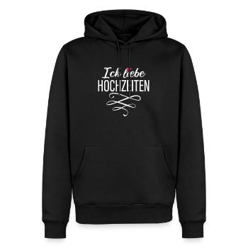 Ich Liebe Hochzeiten - Herz - Männer Premium Bio Hoodie - Schwarz - Vorne - Nico (187cm)