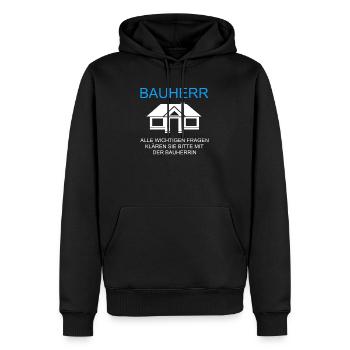 Bauherr Geschenk Richtfest Hausbau Bau - Männer Premium Bio Hoodie - Schwarz - Vorne - Nico (187cm)