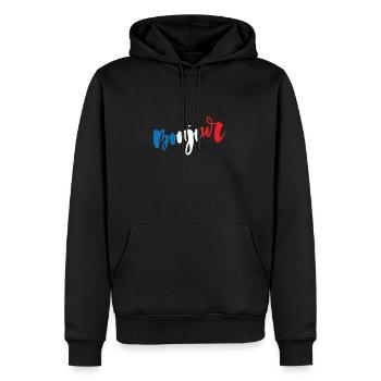 Frankreich - Fahne - Bonjour - Männer Premium Bio Hoodie - Schwarz - Vorne - Nico (187cm)
