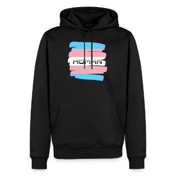 transgenre - Sweat à capuche Premium bio Homme - noir - Devant - Nico (187cm)