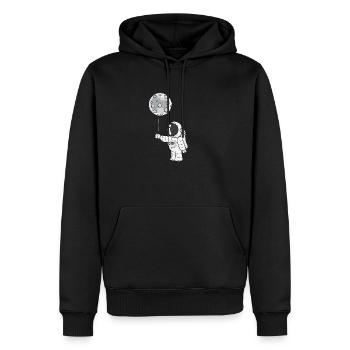 Astronaute avec un ballon de lune - Sweat à capuche Premium bio Homme - noir - Devant - Nico (187cm)