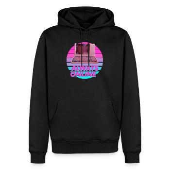 Drôle Vaporwave toujours en ligne. Retro 80s - Sweat à capuche Premium bio Homme - noir - Devant - Nico (187cm)