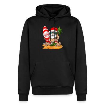 Noël en été Plage drôle de Santa Hawaiian - Sweat à capuche Premium bio Homme - noir - Devant - Nico (187cm)