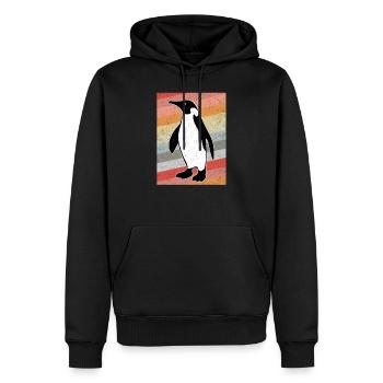 Vintage Pinguin - Männer Premium Bio Hoodie - Schwarz - Vorne - Nico (187cm)
