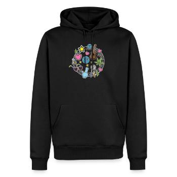 Signe de la paix hippie amour coeur dream catcher star - Sweat à capuche Premium bio Homme - noir - Devant - Nico (187cm)
