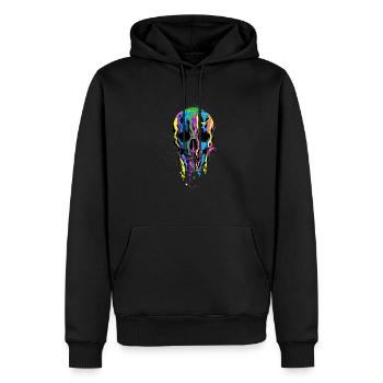 Tête de mort aux couleurs arc-en-ciel LGBT Halloween - Sweat à capuche Premium bio Homme - noir - Devant - Nico (187cm)