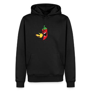 Spicy - Chilischote spuckt Feuer - Männer Premium Bio Hoodie - Schwarz - Vorne - Nico (187cm)