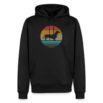 Teckel Rétro Cadeau - Sweat à capuche Premium bio Homme - noir - Devant - Nico (187cm)