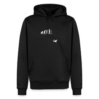 Parachutisme - évolution humaine - Sweat à capuche Premium bio Homme - noir - Devant - Nico (187cm)