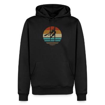 Vintage chasse sous marine - cadeau de pêche sous-marine - Sweat à capuche Premium bio Homme - noir - Devant - Nico (187cm)