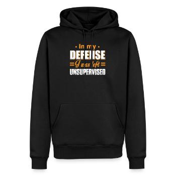 Dans ma défense j'ai été laissé drôle drôle - Sweat à capuche Premium bio Homme - noir - Devant - Nico (187cm)