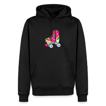 Patins à roulettes - Patin à roulettes rose avec arc-en-ciel - Sweat à capuche Premium bio Homme - noir - Devant - Nico (187cm)