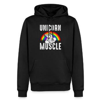 Einhorn Muskel - Männer Premium Bio Hoodie - Schwarz - Vorne - Nico (187cm)
