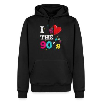 Ich liebe die 90er - Männer Premium Bio Hoodie - Schwarz - Vorne - Nico (187cm)