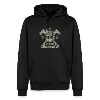 Lumberjack I Hug Trees With My Chainsaw. - Men’s Premium Organic Hoodie - black - Front - Nico (187cm)