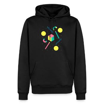 Motif géométrique vintage rétro des années 80 et 90 Memphis - Sweat à capuche Premium bio Homme - noir - Devant - Nico (187cm)
