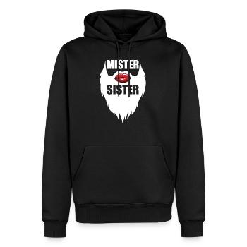 Mister Sister Bearded Men's Red Lips Funny - Men’s Premium Organic Hoodie - black - Front - Nico (187cm)