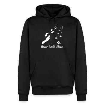 Ne marchez jamais seul Empreintes de pas pour chiens - Sweat à capuche Premium bio Homme - noir - Devant - Nico (187cm)