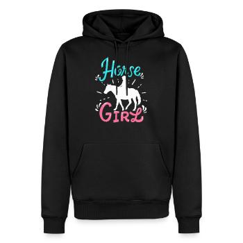 Fille de cheval - Sweat à capuche Premium bio Homme - noir - Devant - Nico (187cm)
