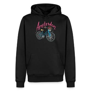 Amsterdam - Sweat à capuche Premium bio Homme - noir - Devant - Nico (187cm)
