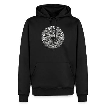 Magischer Mandala-Libellen-Halbmond-Entwurf - Männer Premium Bio Hoodie - Schwarz - Vorne - Nico (187cm)