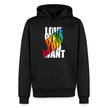 Gay Pride - Sweat à capuche Premium bio Homme - noir - Devant - Nico (187cm)